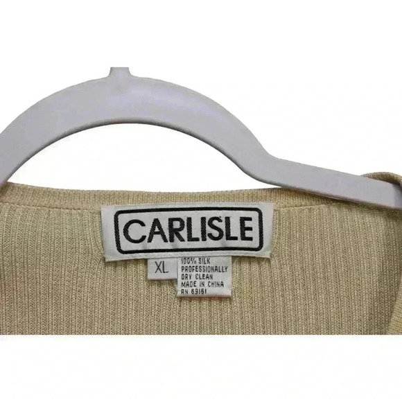 Carlisle Cardigan Sweater Size XL 100% Silk Ribbed Knit Career Workwear Stretch - Picture 4 of 9